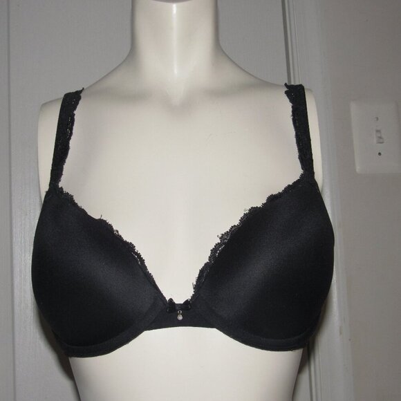 SOMA Embraceable Push Up Lace Trim Black Bra Size 32C - Picture 1 of 3